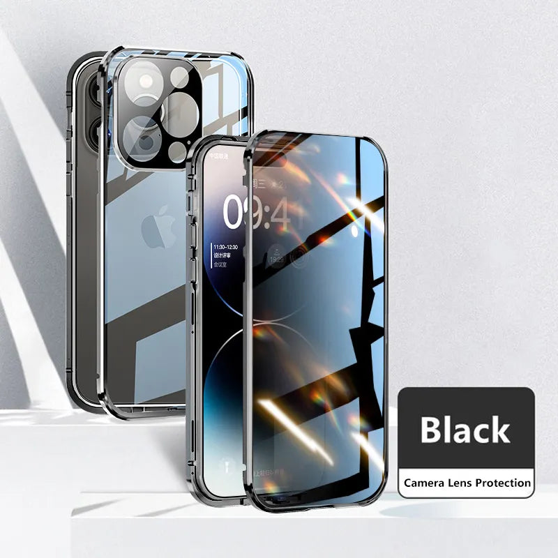 iPhone 15 Series (Front+Back) Double Magnetic Glass Case