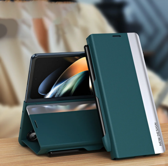 Luxury Electroplated Leather Magnetic Phone Case for Z Fold 5